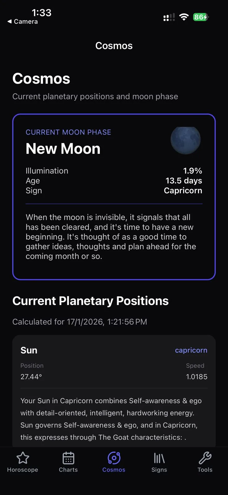 Western astrology template with natal birth chart, zodiac compatibility, daily horoscope, and planet transit tracking for iOS and Android