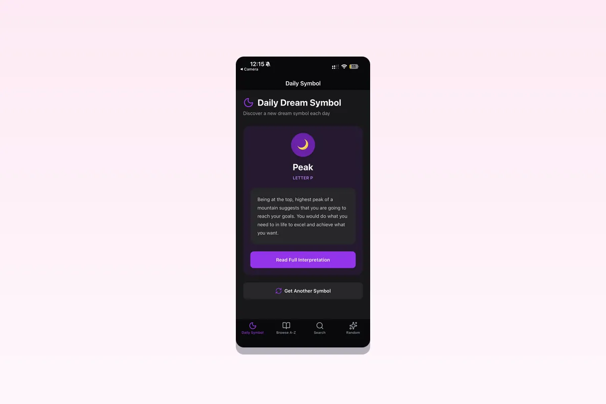 Dream interpretation journal template with 2000 plus dream symbols, AI dream analysis, and pattern tracking for iOS and Android
