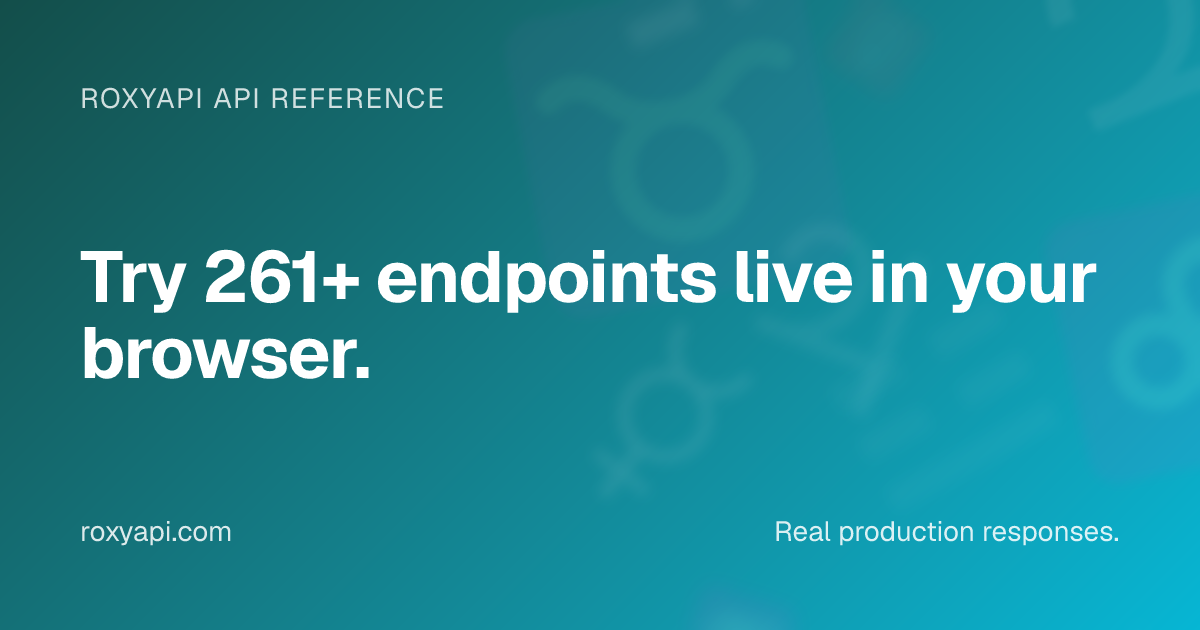 API Reference - Test 164+ Endpoints Live | RoxyAPI